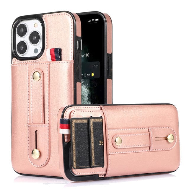 Leather Card Holder Phone Case With Kickstand iPhone 7/ 8 / Rose Gold CM220811-05-iPhone 7/8-Rose Gold