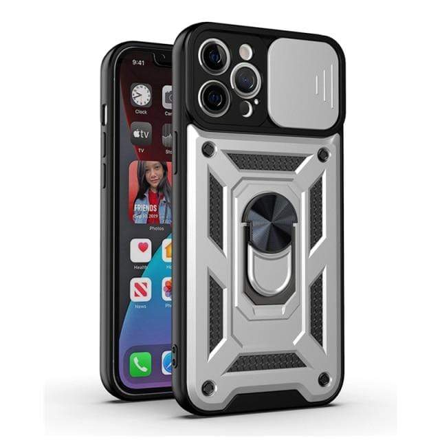 Magnetic Shockproof Phone Case With Camera Cover iPhone 13 / Silver CM220811-02-iPhone 13-Silver