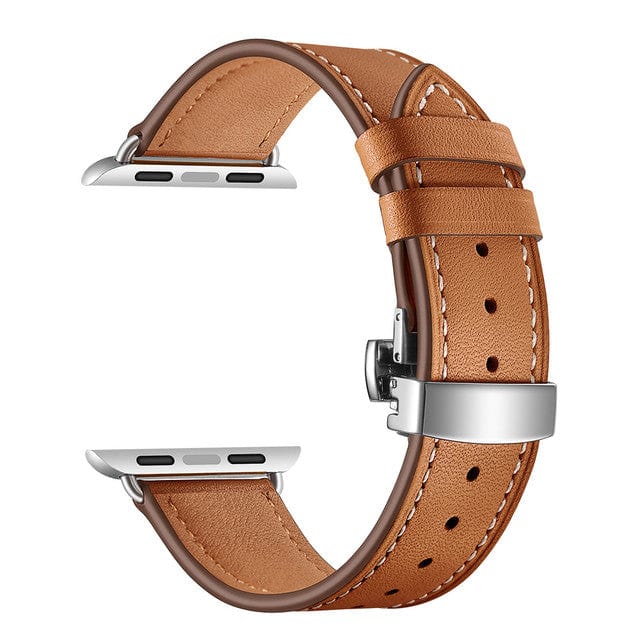 Leather Watch Band Tan & Silver Buckle / 38mm, 40mm & 41mm DP2205112aS05