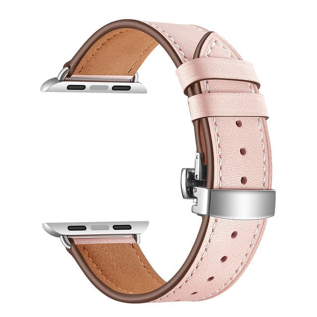Leather Watch Band Pink & Silver Buckle / 38mm, 40mm & 41mm DP2205112aS02