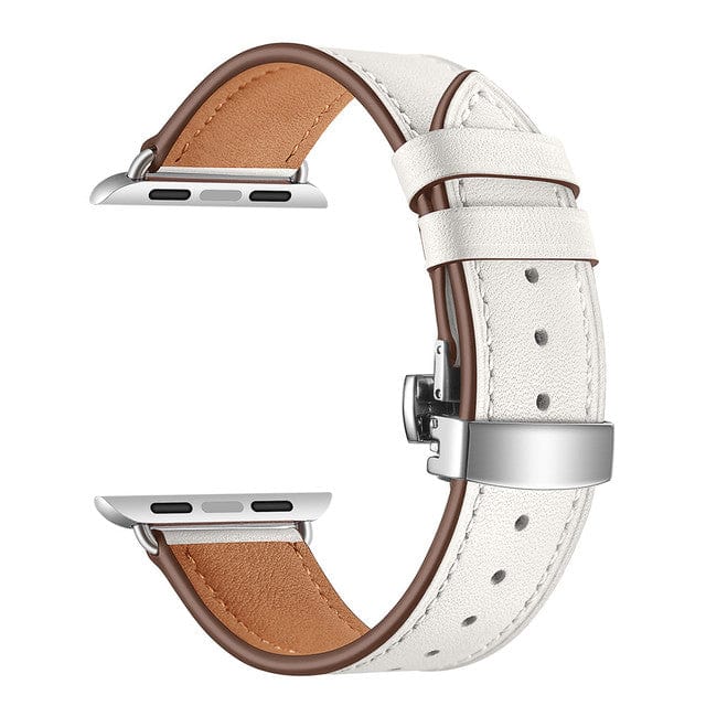 Leather Watch Band White & Silver Buckle / 38mm, 40mm & 41mm DP2205112aS01