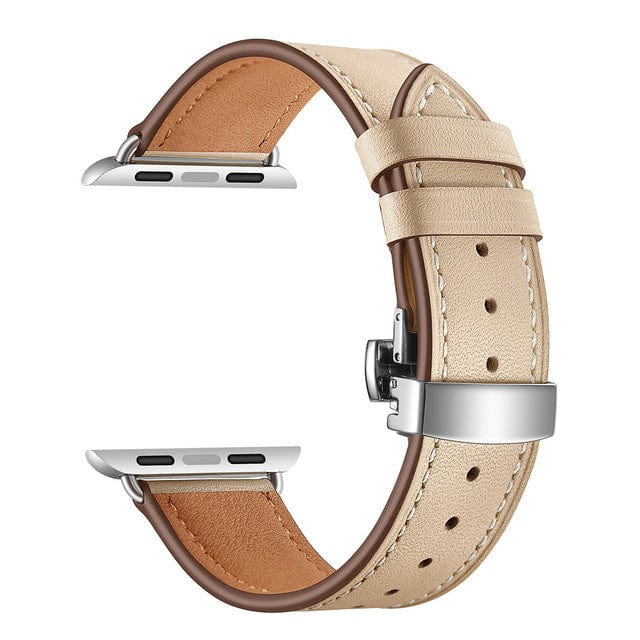Leather Watch Band Apricot & Silver Buckle / 38mm, 40mm & 41mm DP2205112aS04