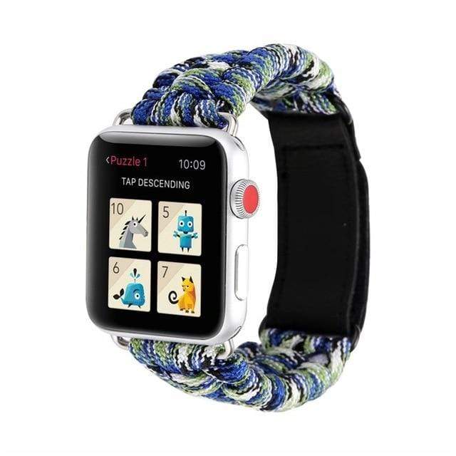 Survival Paracord Watch Band Blue Green / 38mm, 40mm & 41mm DP191212S08
