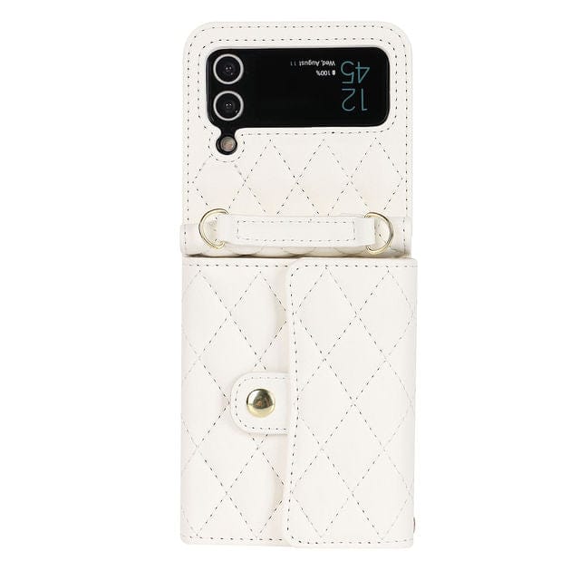 Crossbody Leather Wallet Case For Samsung Z Flip Samsung Z Flip 3 / White CM20230714-A-01-Samsung Z Flip 3-White