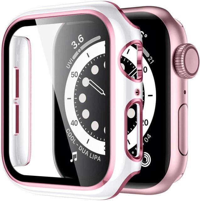 2 Tone Tempered Glass Protective Watch Case White & Pink / 38mm DP021050AS03