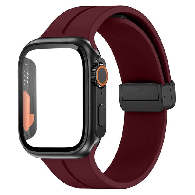 Magnetic Buckle Sports Watch Band With Case Wine Red / 45mm DP2211041L08&DP2303133L04