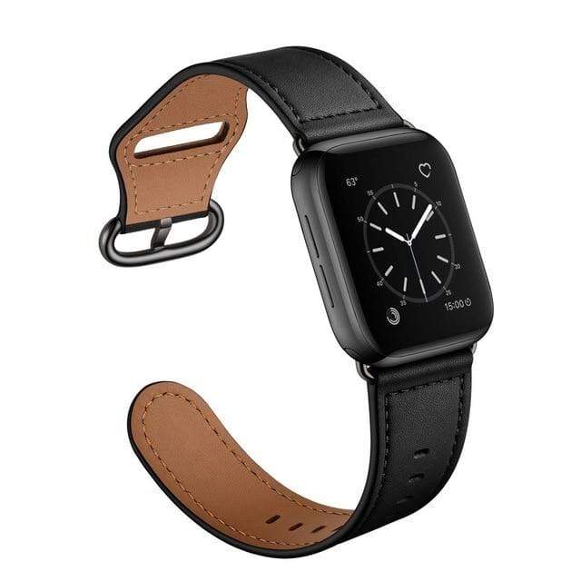 Leather Loop Watch Band Black With Buckle / 38mm / 40mm / 41mm DP191113S31