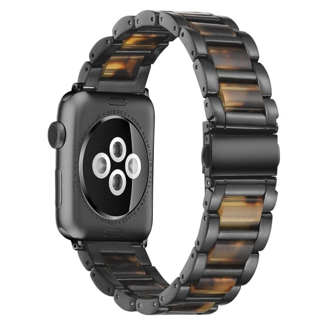Marbled Resin Stainless Steel Watch Band Black / 38mm, 40mm & 41mm DP0211251S07