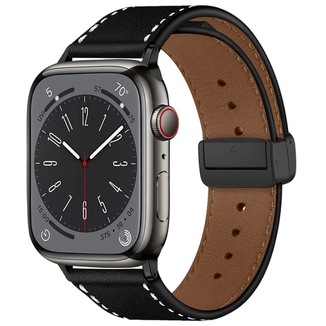 Magnetic Buckle Leather Watch Band Black / 38mm, 40mm & 41mm DP2301041S02