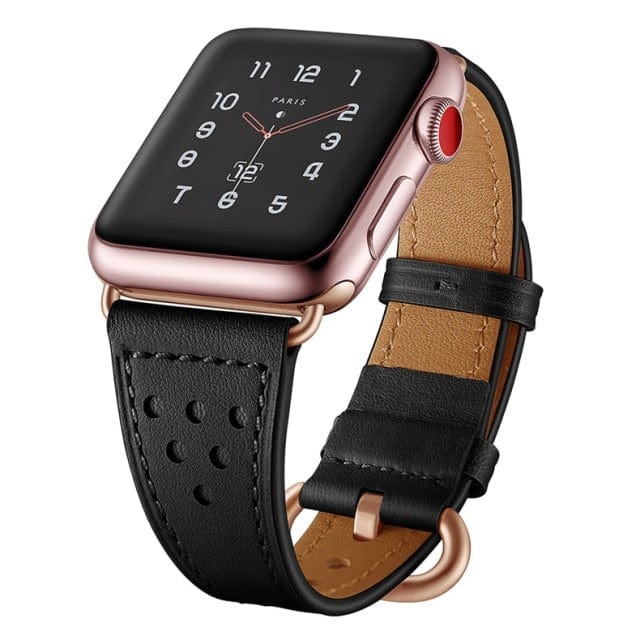 Tapered Leather Watch Band Black / 38mm, 40mm & 41mm DP180891S02