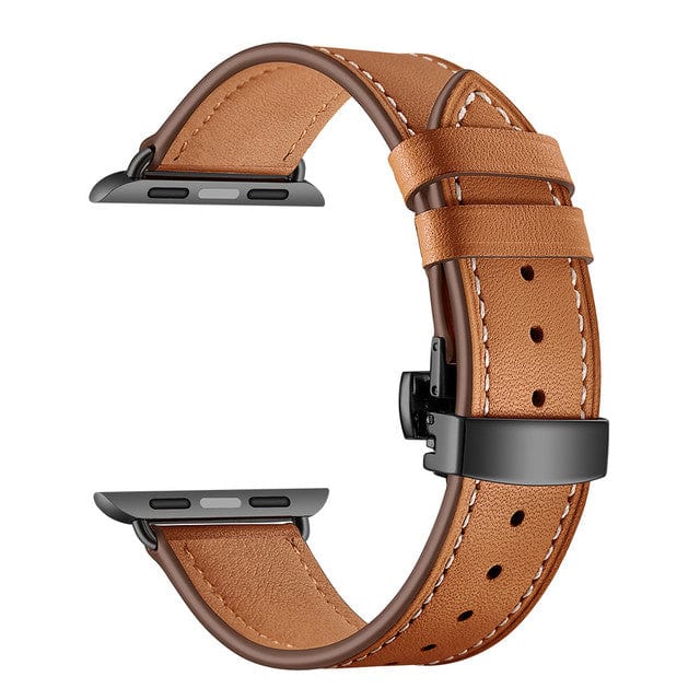Leather Watch Band Tan & Black Buckle / 38mm, 40mm & 41mm DP2205112bS05