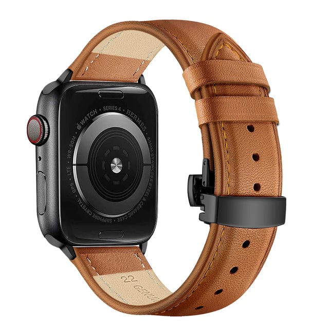 Butterfly Leather Watch Band Brown / Black Buckle / 38mm, 40mm & 41mm DP2205112eS01