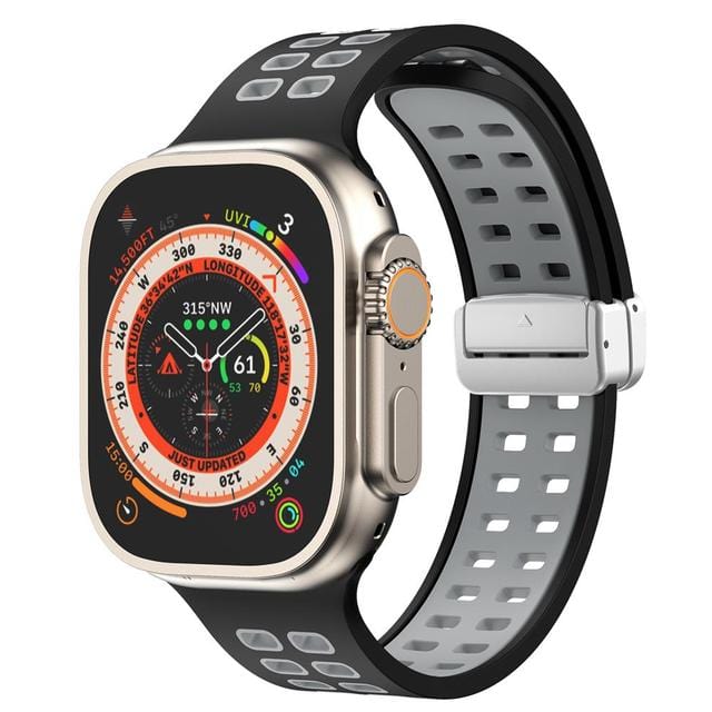 Breathable Magnetic Sports Watch Band Black Gray/ Silver / 38mm, 40mm & 41mm DP2303155S05