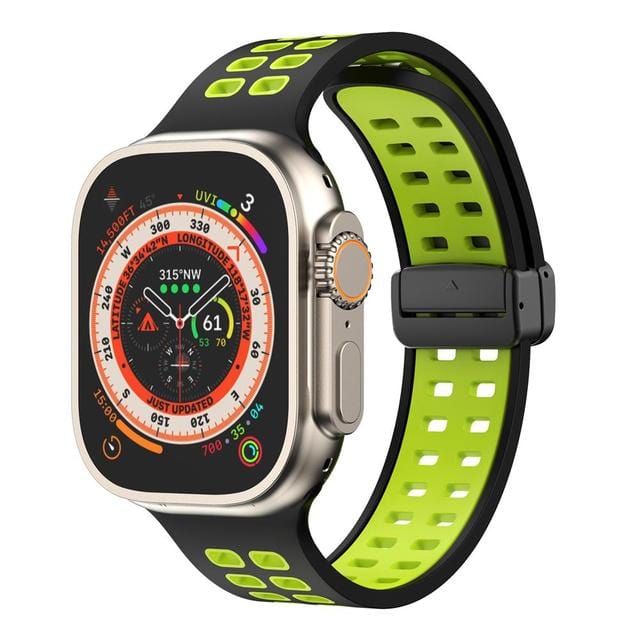 Breathable Magnetic Sports Watch Band Black Green/ Black / 38mm, 40mm & 41mm DP2303154S14