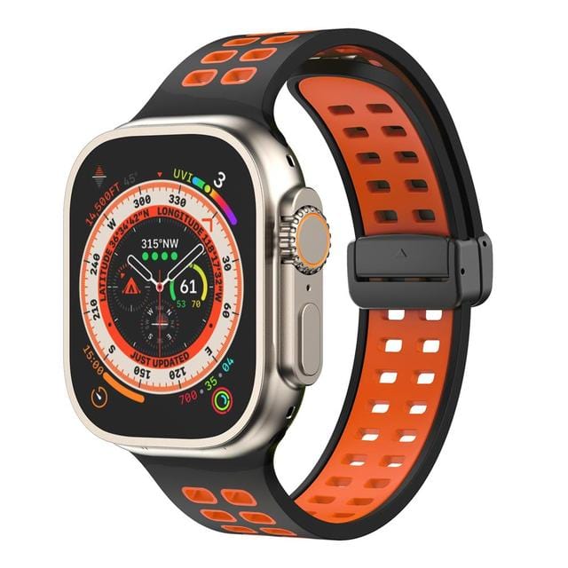 Breathable Magnetic Sports Watch Band Black Orange/ Black / 38mm, 40mm & 41mm DP2303154S03