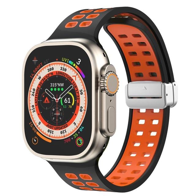 Breathable Magnetic Sports Watch Band Black Orange/ Silver / 38mm, 40mm & 41mm DP2303155S03