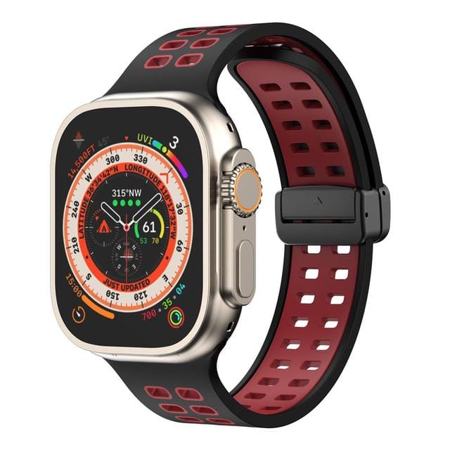 Breathable Magnetic Sports Watch Band Black Red/ Black / 38mm, 40mm & 41mm DP2303154S09