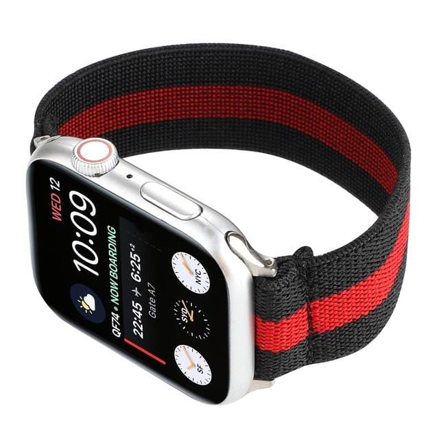 Elasticated Nylon Watch Band Black Red / 38mm / 40mm / 41mm DP204219S43