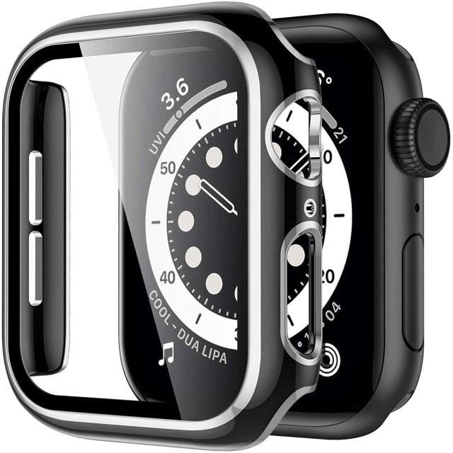 2 Tone Tempered Glass Protective Watch Case Black & Silver / 38mm DP021050AS04