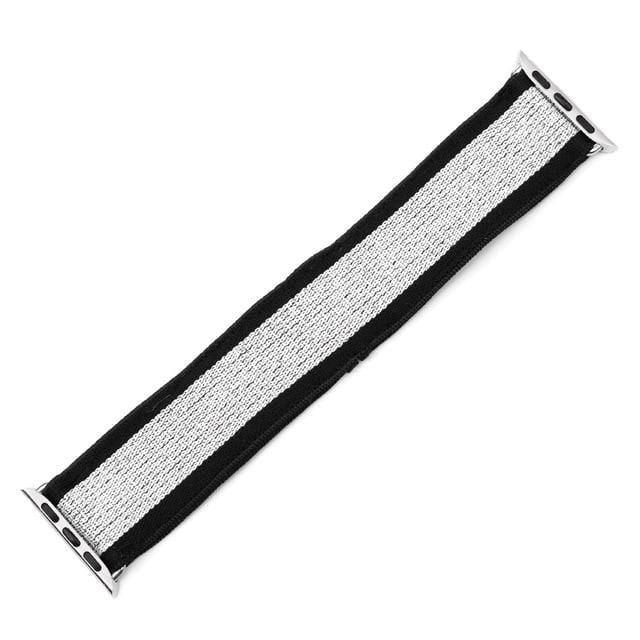Elasticated Nylon Watch Band Black White / 38mm / 40mm / 41mm DP191033S55