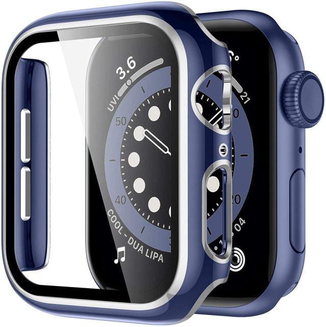 2 Tone Tempered Glass Protective Watch Case Blue & Silver / 38mm DP021050AS13