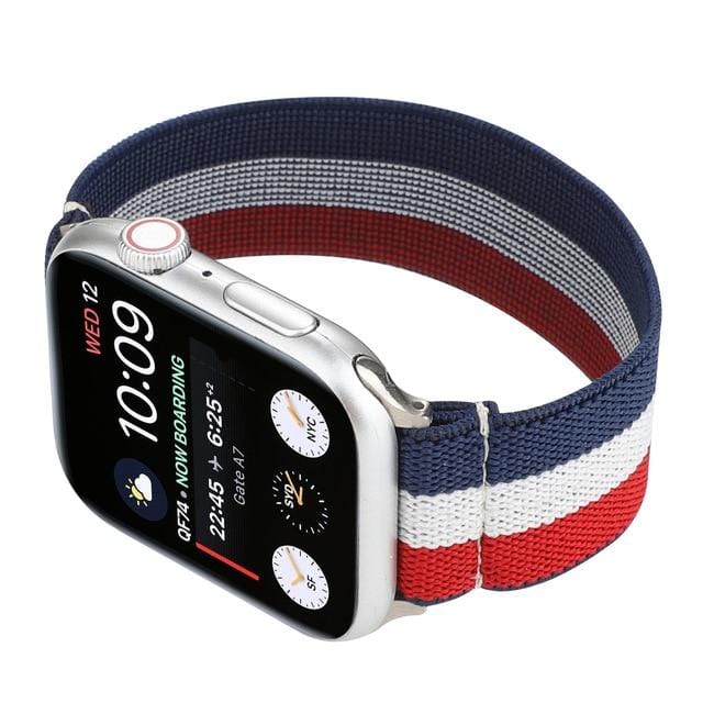Elasticated Nylon Watch Band Blue White Red / 38mm / 40mm / 41mm DP204219S42