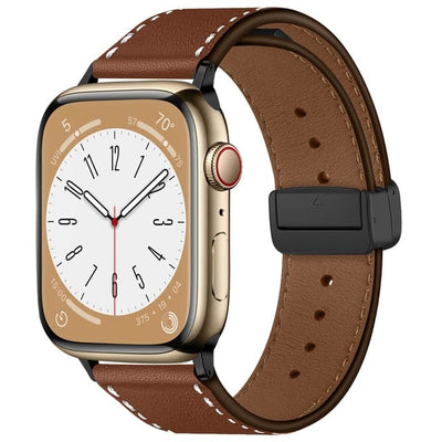 Magnetic Buckle Leather Watch Band Brown / 38mm, 40mm & 41mm DP2301041S01