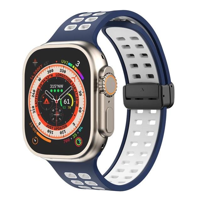 Breathable Magnetic Sports Watch Band Deep Blue White/ Black / 38mm, 40mm & 41mm DP2303154S07
