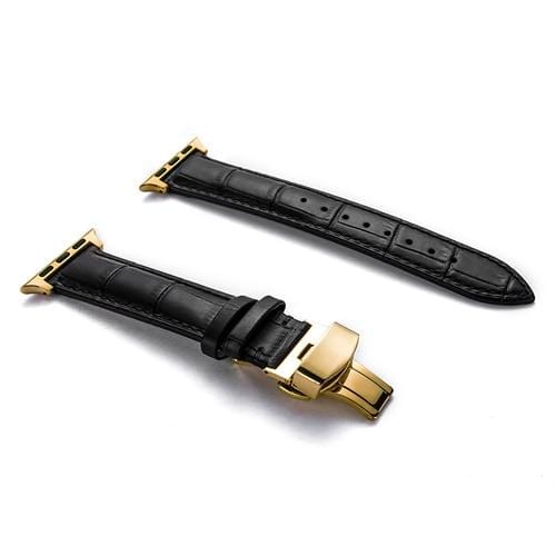 Soft Leather Watch Band Black / 38mm, 40mm & 41mm / Gold DP181107DS02