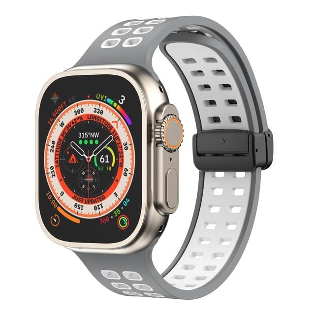 Breathable Magnetic Sports Watch Band Gray White/ Black / 38mm, 40mm & 41mm DP2303154S10