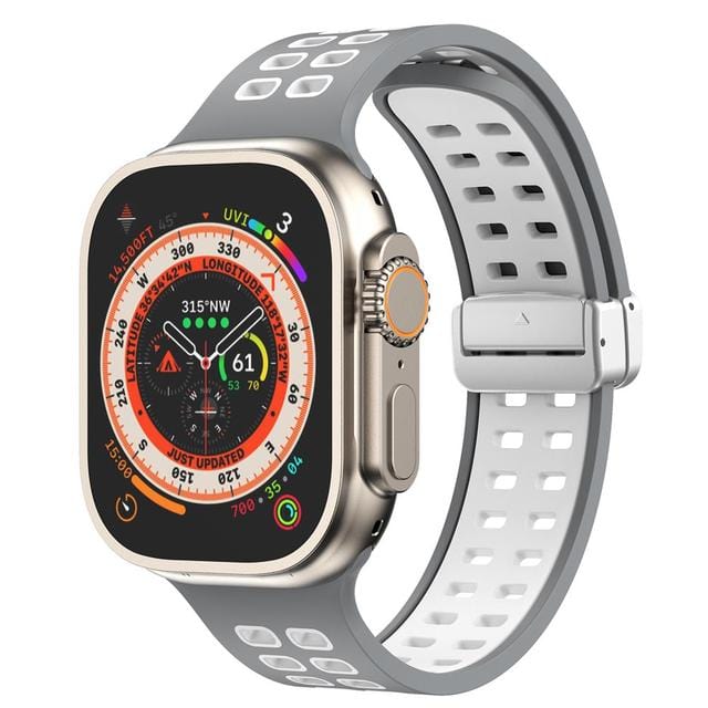 Breathable Magnetic Sports Watch Band Gray White/ Silver / 38mm, 40mm & 41mm DP2303155S10