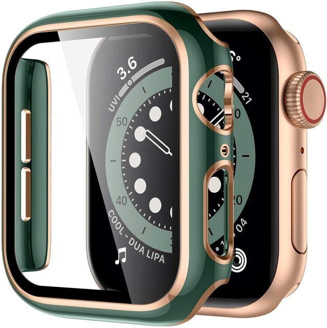 2 Tone Tempered Glass Protective Watch Case Green & Rose Gold / 38mm DP021050AS16