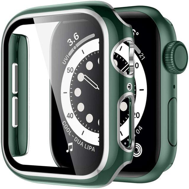 2 Tone Tempered Glass Protective Watch Case Green & Silver / 38mm DP021050AS15