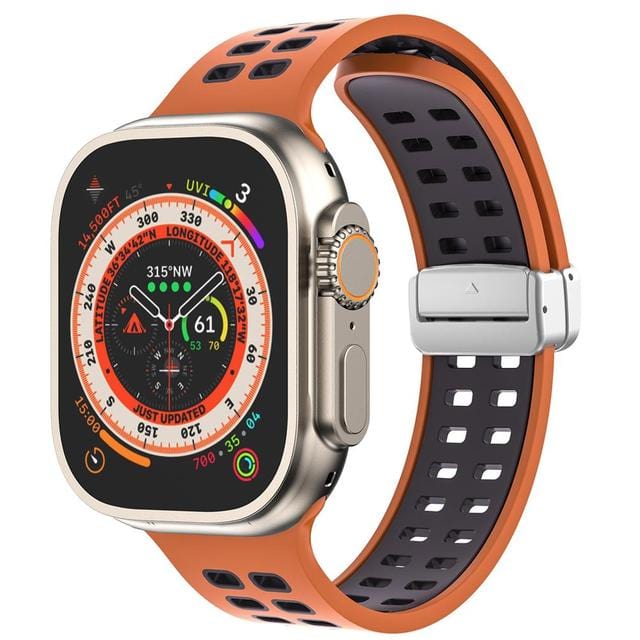 Breathable Magnetic Sports Watch Band Orange Black/ Silver / 38mm, 40mm & 41mm DP2303155S04