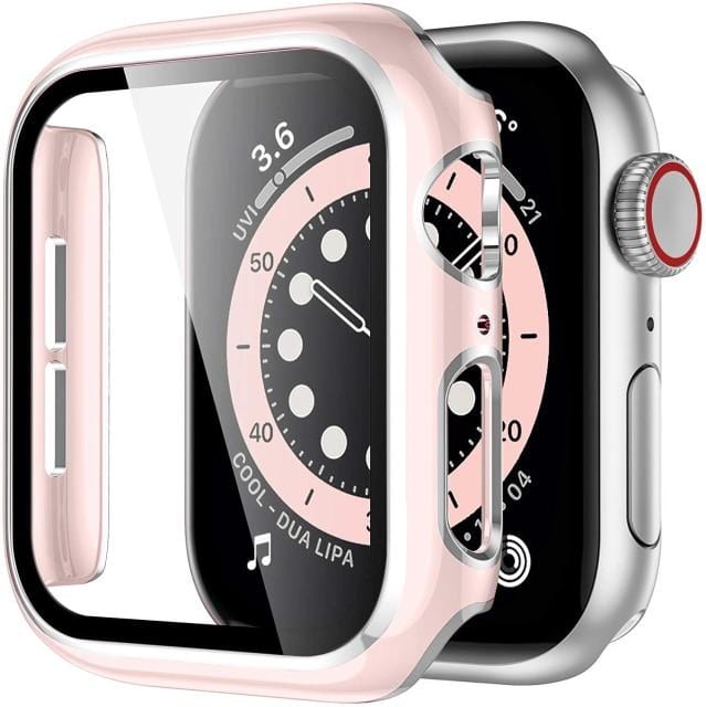2 Tone Tempered Glass Protective Watch Case Pink & Silver / 38mm DP021050AS08