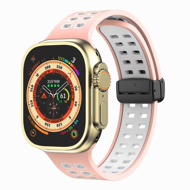 Breathable Magnetic Sports Watch Band Pink White/ Black / 38mm, 40mm & 41mm DP2303154S12