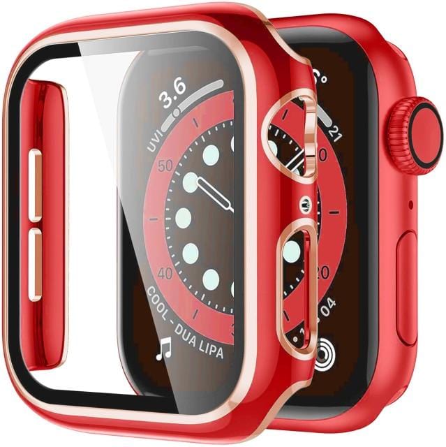 2 Tone Tempered Glass Protective Watch Case Red & Rose Gold / 38mm DP021050AS12