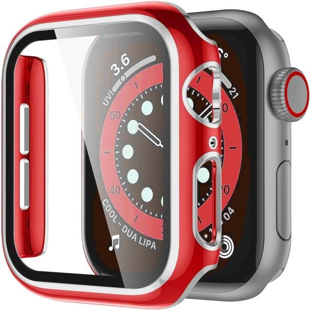 2 Tone Tempered Glass Protective Watch Case Red & Silver / 38mm DP021050AS11