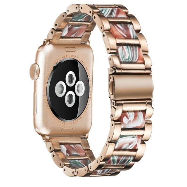 Marbled Resin Stainless Steel Watch Band Rose Jade / 38mm, 40mm & 41mm DP0211251S05