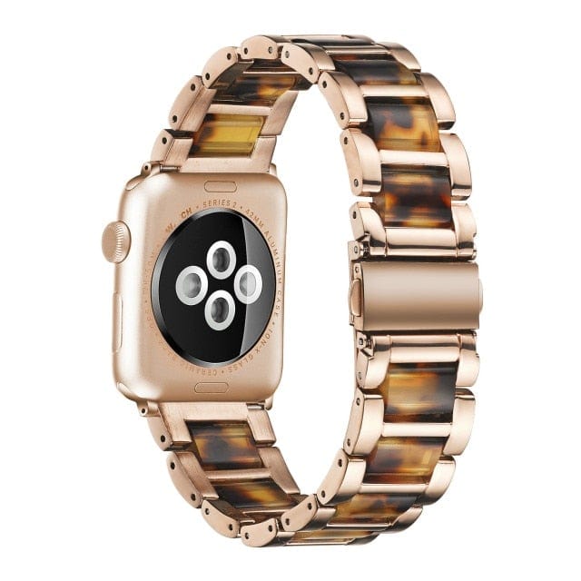 Marbled Resin Stainless Steel Watch Band Rose Black / 38mm, 40mm & 41mm DP0211251S08