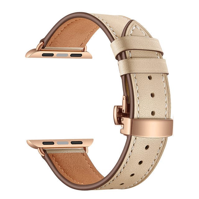 Leather Watch Band Apricot & Rose Gold Buckle / 38mm, 40mm & 41mm DP2205112cS04