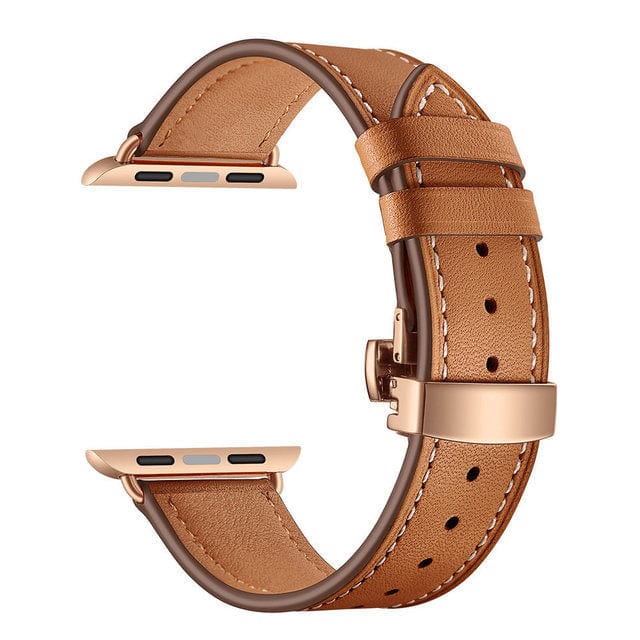 Leather Watch Band Tan & Rose Gold Buckle / 38mm, 40mm & 41mm DP2205112cS05