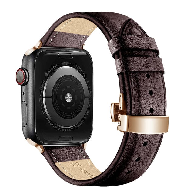 Butterfly Leather Watch Band Coffee / Rose Gold Buckle / 38mm, 40mm & 41mm DP2205112fS03