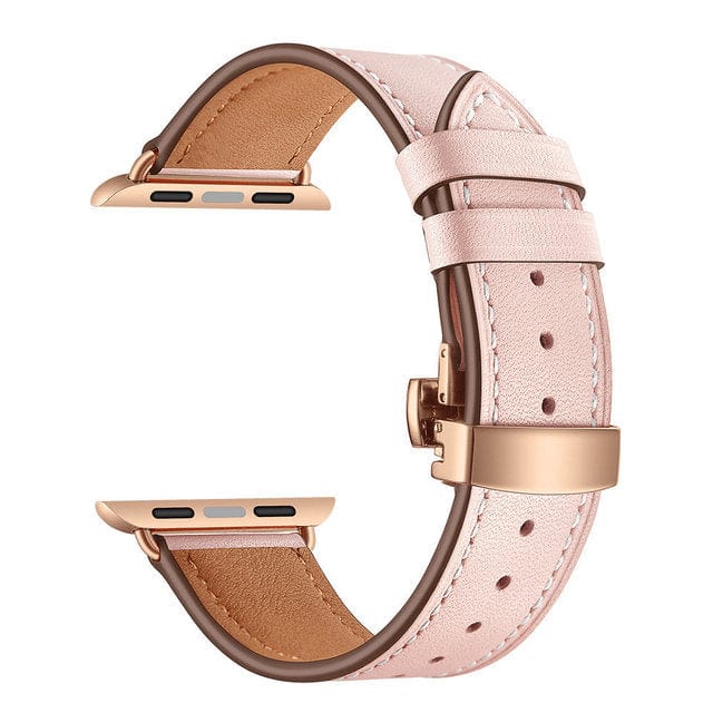 Leather Watch Band Pink & Rose Gold Buckle / 38mm, 40mm & 41mm DP2205112cS02