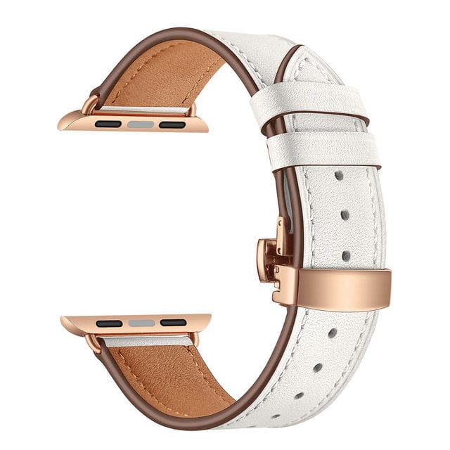 Leather Watch Band White & Rose Gold Buckle / 38mm, 40mm & 41mm DP2205112cS01