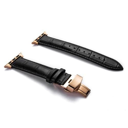 Soft Leather Watch Band Black / 38mm, 40mm & 41mm / Rose Gold DP181107BS02