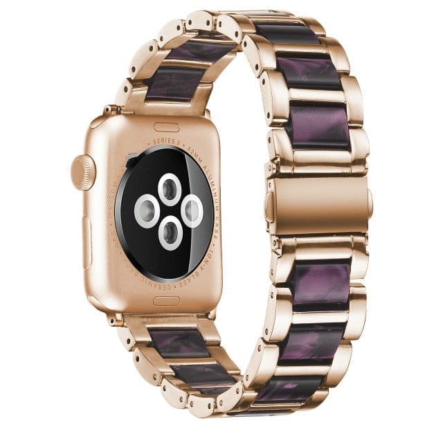Marbled Resin Stainless Steel Watch Band Rose Purple / 38mm, 40mm & 41mm DP0211251S12