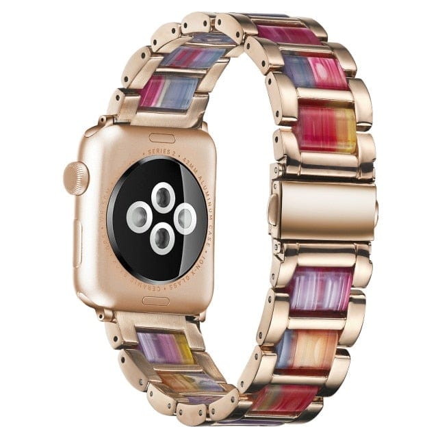 Marbled Resin Stainless Steel Watch Band Rose Rainbow / 38mm, 40mm & 41mm DP0211251S03