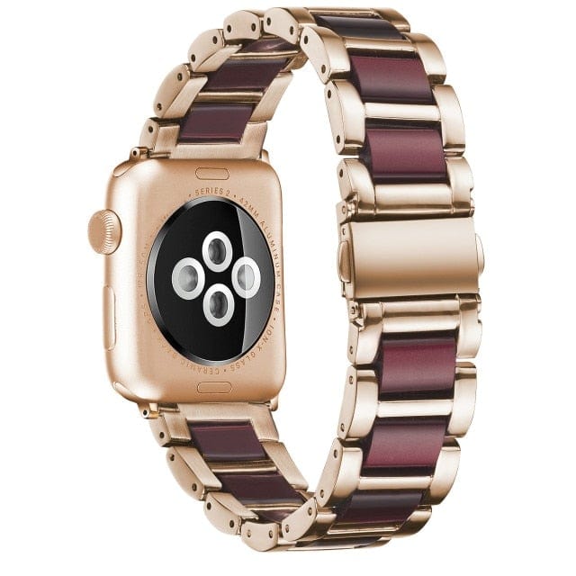 Marbled Resin Stainless Steel Watch Band Rose Red / 38mm, 40mm & 41mm DP0211251S11