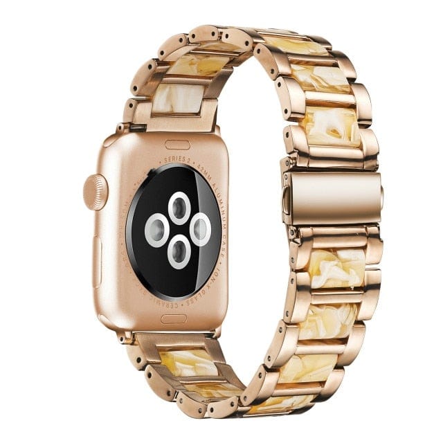 Marbled Resin Stainless Steel Watch Band Rose Yellow / 38mm, 40mm & 41mm DP0211251S02